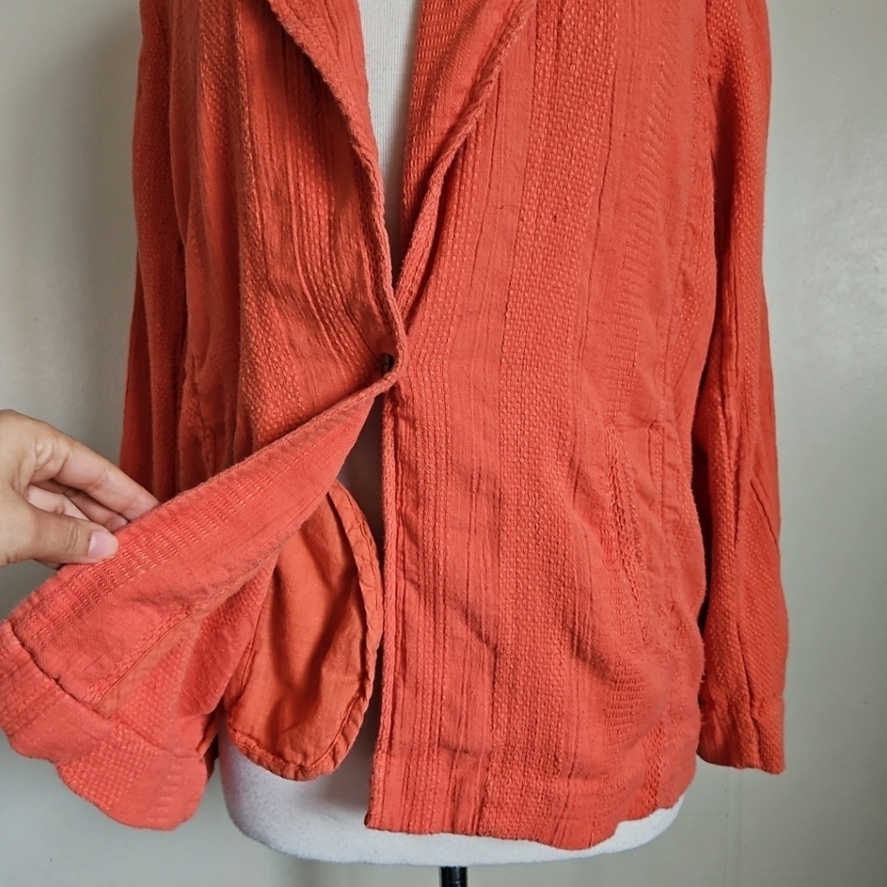 Free People Oversized Textured Jacket Blazer Coral With Pockets Size Small - Picture 9 of 15